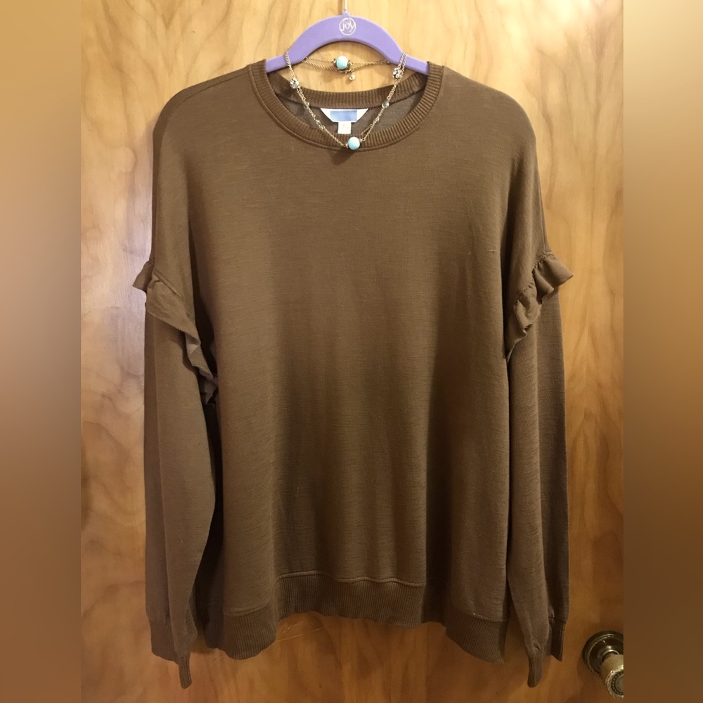 Brown Crewneck Sweater with Relaxed Fit XL Women’s